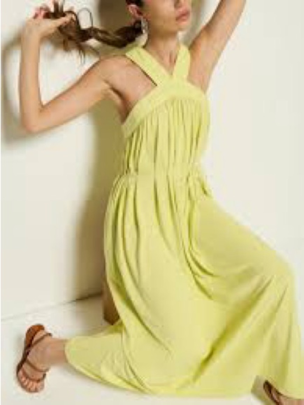 Nation Ltd Lime Halter Knit Maxi Dress